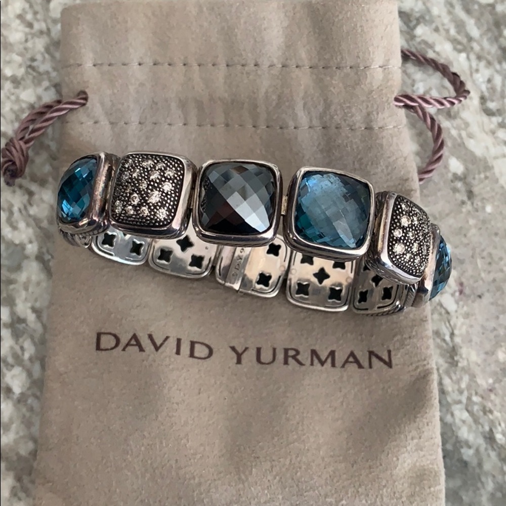 David Yurman Diamond & topaz chiclet bracelet